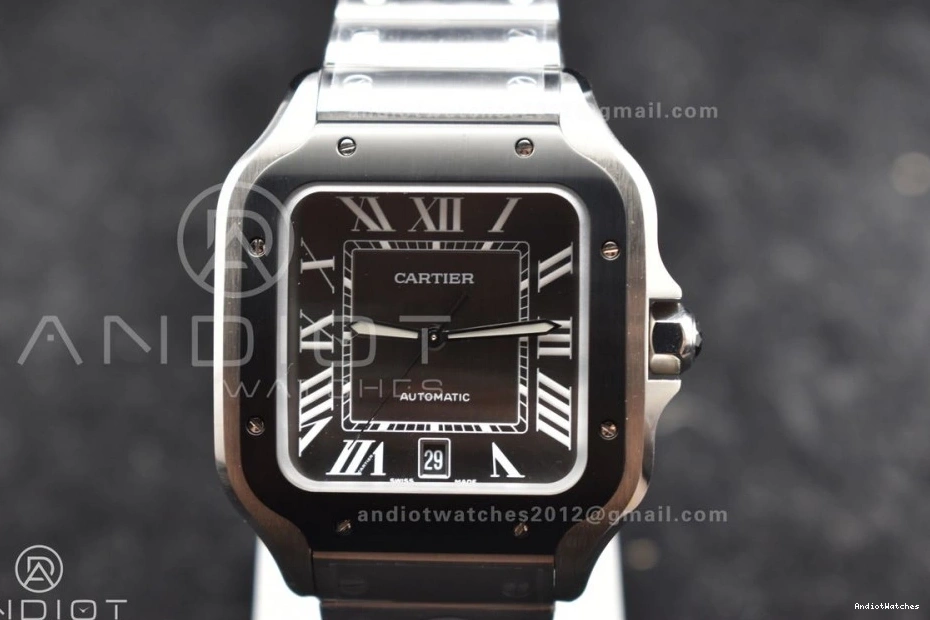 Edition Bracelet 1:1 on Dial Black Best Vibrant 1050 Gray Santos Bezel 40mm MIYOTA SS SS BVF Cartier de 0925